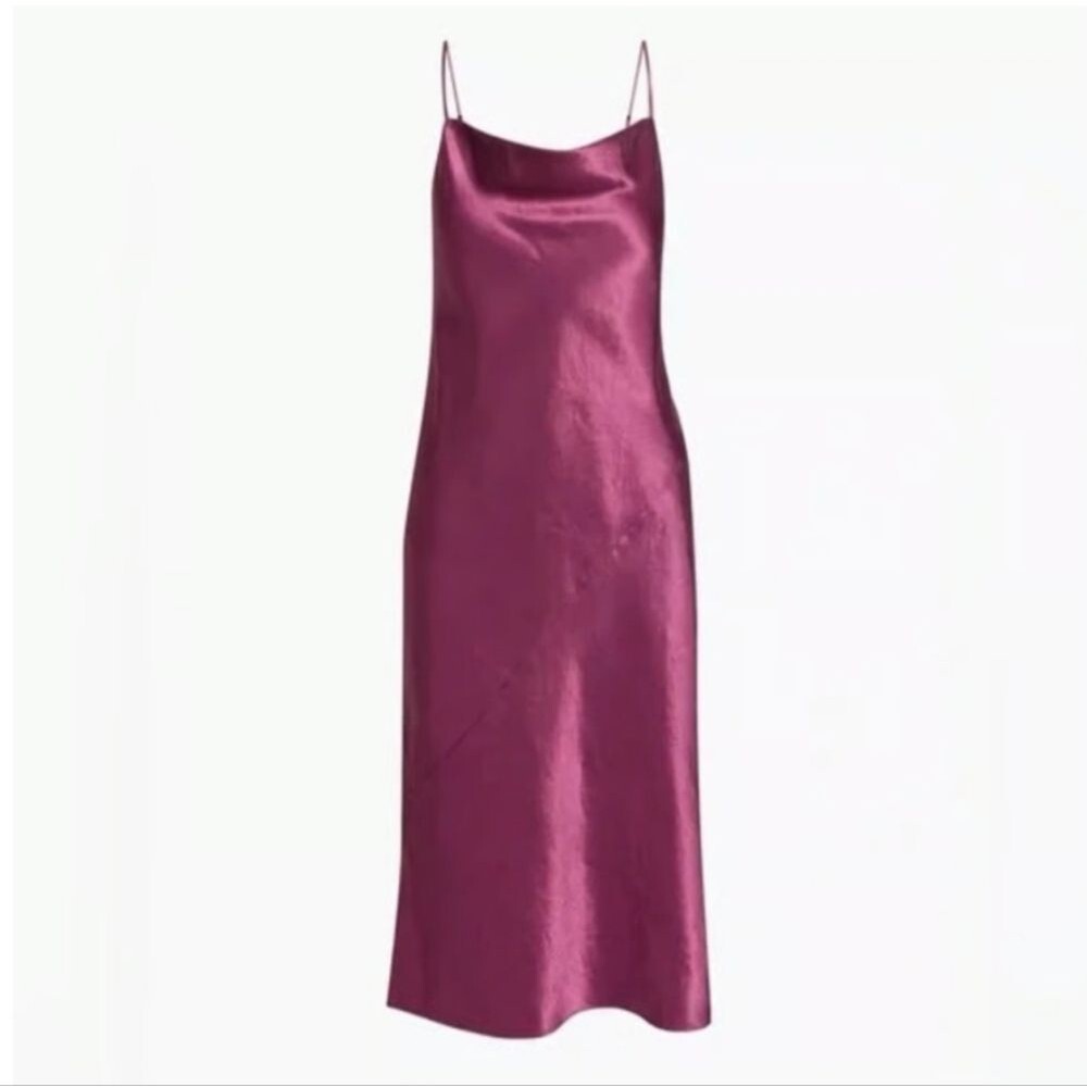 Aritzia Babaton Model Satin Midi Dress Cowl Neck Bias Cut Spaghetti Strap XS